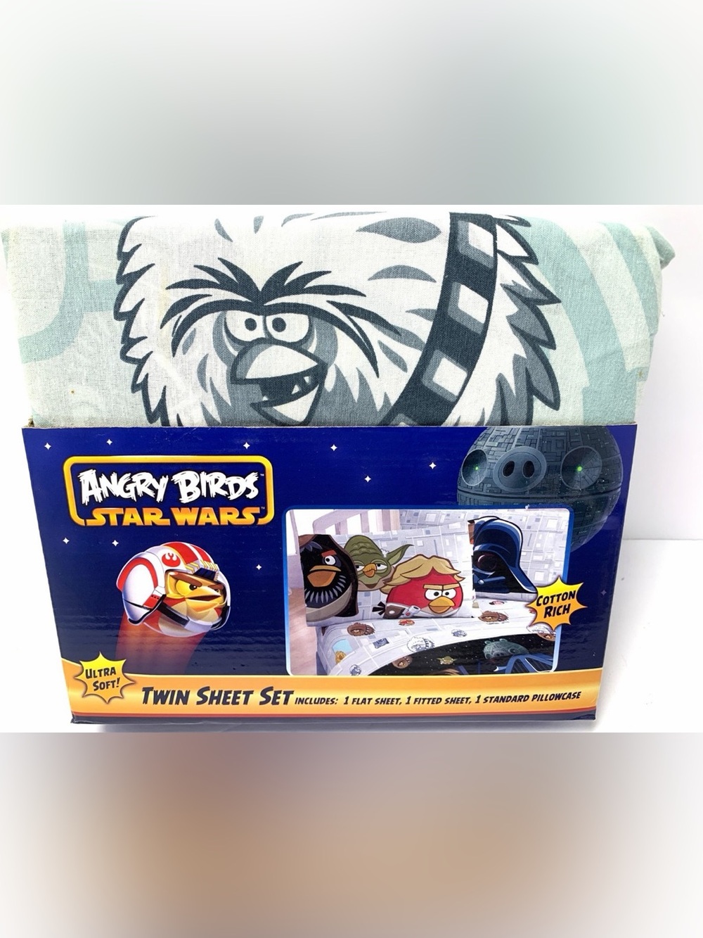 Star Wars Angry Birds Twin Sheet Set - Blue, White, Black